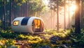Eco-Friendly Pod in Forest Sunlight Royalty Free Stock Photo