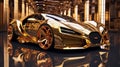 futuristic car completely covered in gold