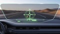 Futuristic Car Dashboard with HeadUp Display Showing Compass and Road Ahead Royalty Free Stock Photo