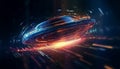 Futuristic car igniting vibrant colors in a galaxy of stars generated by AI