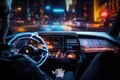 Futuristic Car Interface: Touchscreen Dashboard Technology in a Modern Vehicle Interior, Embracing Advanced Automotive Innovation