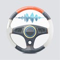 Futuristic Car Steering Wheel with Voice Command Technology Royalty Free Stock Photo