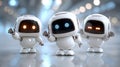 Futuristic Cartoon Robots with Expressive LED Faces in Bright 3D Environment Royalty Free Stock Photo