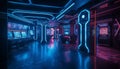 Futuristic casino bar illuminates modern nightlife activity generated by AI