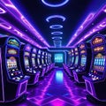 futuristic casino filled with gambling machines Fantasy concept