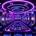 futuristic casino filled with gambling machines Fantasy concept