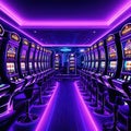 futuristic casino filled with gambling machines Fantasy concept