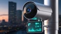 Futuristic CCTV with AI Data Analytics in a Smart City Royalty Free Stock Photo