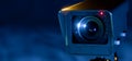 Futuristic CCTV Surveillance Camera 3D Render with Cinematic Blue Light Royalty Free Stock Photo
