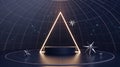 Futuristic Celestial Stage with Neon Triangle and Star Ornaments Royalty Free Stock Photo