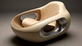 Futuristic Chair: Dark Beige And Light Beige Rounded Forms