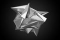 Futuristic Chaos Silver Metallic Shiny Crystal Abstract Object With Spikes Over Dark Background - 3D Illustration
