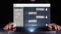 Futuristic Chat Interface on Laptop Screen Representing Artificial Intelligence Interaction with User through Messaging Royalty Free Stock Photo