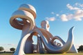 A futuristic children's playground with towering slides and colorful structures, generative ai