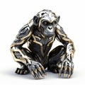 Futuristic Chimpanzee 3d Model With Metal Texture