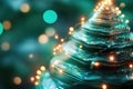 Futuristic christmas tree on circuit board with glowing holiday lights Royalty Free Stock Photo