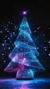 futuristic Christmas tree made of glowing holograms, sci-fi concept . Royalty Free Stock Photo