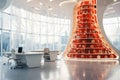 Futuristic christmas tree in a modern office