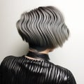 Futuristic Chromatic Waves: A Unique Bob Hairstyle With Traditional Japanese Artistic Techniques