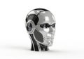 Futuristic chrome robot head with detailed mechanical features Royalty Free Stock Photo