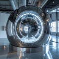 Futuristic Chrome Sleep Pod in a Modern Laboratory Royalty Free Stock Photo