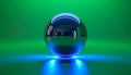Futuristic Chrome Sphere with Blue Neon Glow Royalty Free Stock Photo