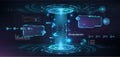 Futuristic circle 3D lab with HUD elements interface UI, GUI, Web presentation. 3D stage hologram with glow, light Royalty Free Stock Photo