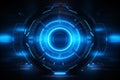futuristic circle glowing light on dark background generative ai Royalty Free Stock Photo