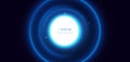 Futuristic circle glowing light effect with sprkle on dark blue background Royalty Free Stock Photo