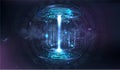 Futuristic circle lab podium hologram in HUD style
