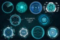 Futuristic Circles, Full color HUD Elements Set. Royalty Free Stock Photo