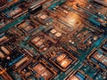 Futuristic circuit board closeup image