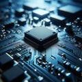 A Futuristic Circuit Board with CPU and GPU Components close up Royalty Free Stock Photo