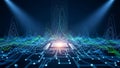 Futuristic circuit board with glowing data streams and processor abstract technology Royalty Free Stock Photo