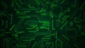 Futuristic circuit board in green color Central Computer Processors CPU concept. Technology graphic animation 4k.