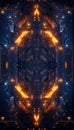 Futuristic Circuit Board, Symmetrical Tech Design, Glowing Pathways, Intricate Vector Art