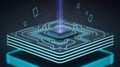 Futuristic Circuit Core With Floating Data Royalty Free Stock Photo