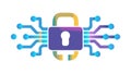 Futuristic circuit padlock vector, advanced data security symbol. vector design Generative AI Royalty Free Stock Photo