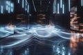 Futuristic Circuit Sound Waves on Digital Interface in High-Tech Environment Design Royalty Free Stock Photo