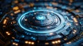 Futuristic Technology Core Reactor with Glowing Blue Light in Digital Style Royalty Free Stock Photo