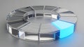 A futuristic circular loading indicator with a glowing blue segment rendered in 3d Royalty Free Stock Photo