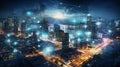 Futuristic City Advanced Communication Realistic Illustration