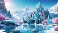 futuristic city on alien frozen planet, generative ai illustration Royalty Free Stock Photo