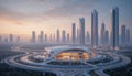 Futuristic City Architecture and Advanced Infrastructure at Dawn Royalty Free Stock Photo