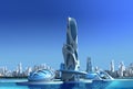 Futuristic city architecture for fantasy and science fiction ill Royalty Free Stock Photo