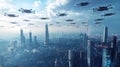 Futuristic City Drone Network Royalty Free Stock Photo
