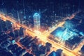 Futuristic city empowered by 5G connectivity. digital infrastructure. Generative AI