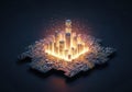 Futuristic city glowing on a circuit board for innovative tech solutions now Royalty Free Stock Photo