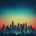 Futuristic city with lots of tall buildings with grainy gradient background vector Royalty Free Stock Photo