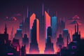 Futuristic city at night. Futuristic cityscape. Vector illustration Royalty Free Stock Photo